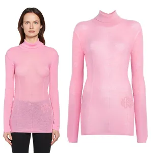 38 NEW $675 ROBERTO CAVALLI Pink WOOL CASHMERE RC LOGO Knit Tunic SWEATER TOP XS