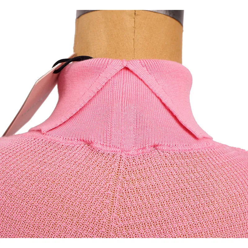 38 NEW $675 ROBERTO CAVALLI Pink WOOL CASHMERE RC LOGO Knit Tunic SWEATER TOP XS