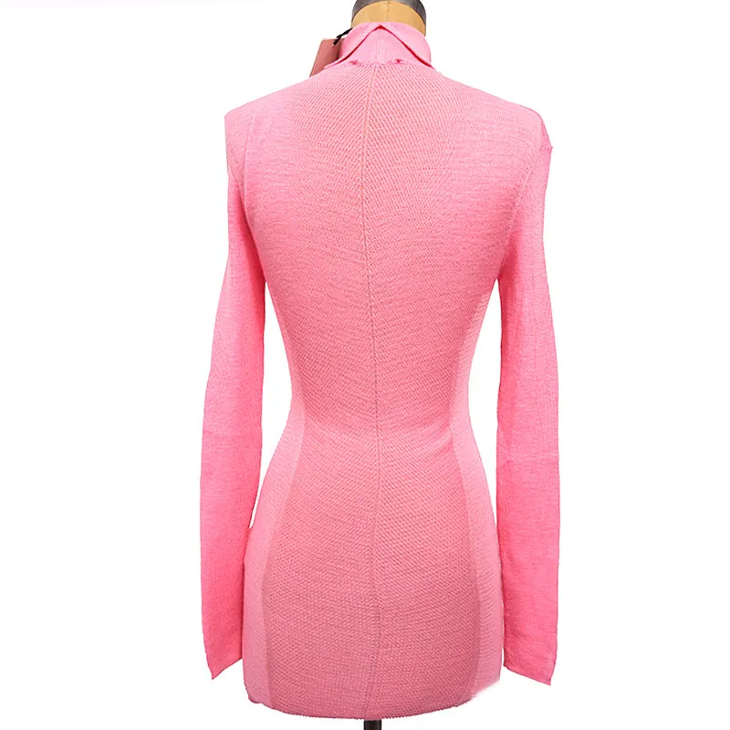 38 NEW $675 ROBERTO CAVALLI Pink WOOL CASHMERE RC LOGO Knit Tunic SWEATER TOP XS