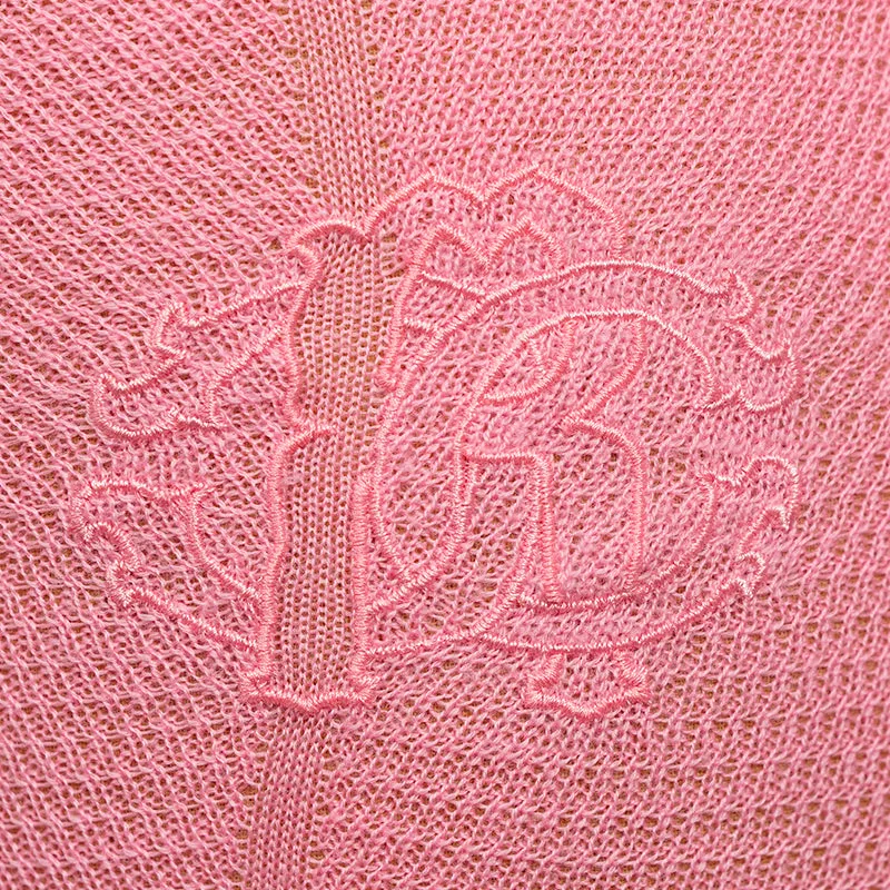 38 NEW $675 ROBERTO CAVALLI Pink WOOL CASHMERE RC LOGO Knit Tunic SWEATER TOP XS
