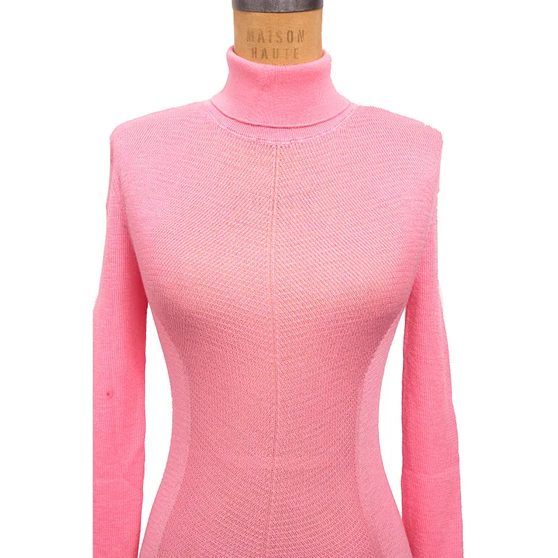 38 NEW $675 ROBERTO CAVALLI Pink WOOL CASHMERE RC LOGO Knit Tunic SWEATER TOP XS