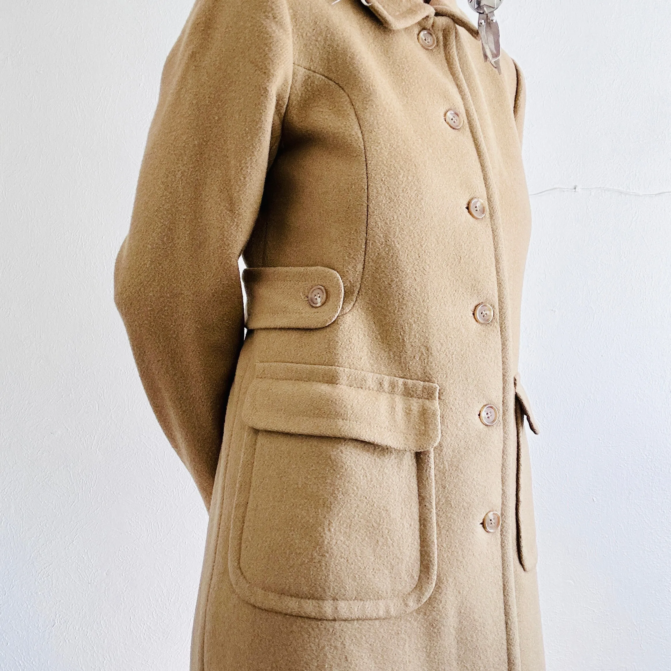 90'S VINTAGE WOOL TRENCH COAT JACKET // SIZE MEDIUM