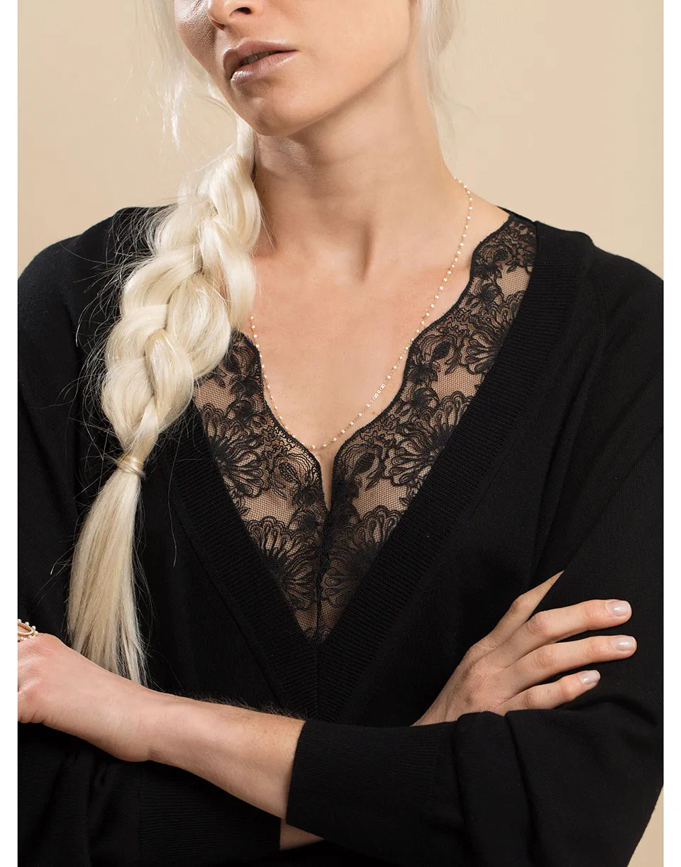 Black Lace Trim Sweater