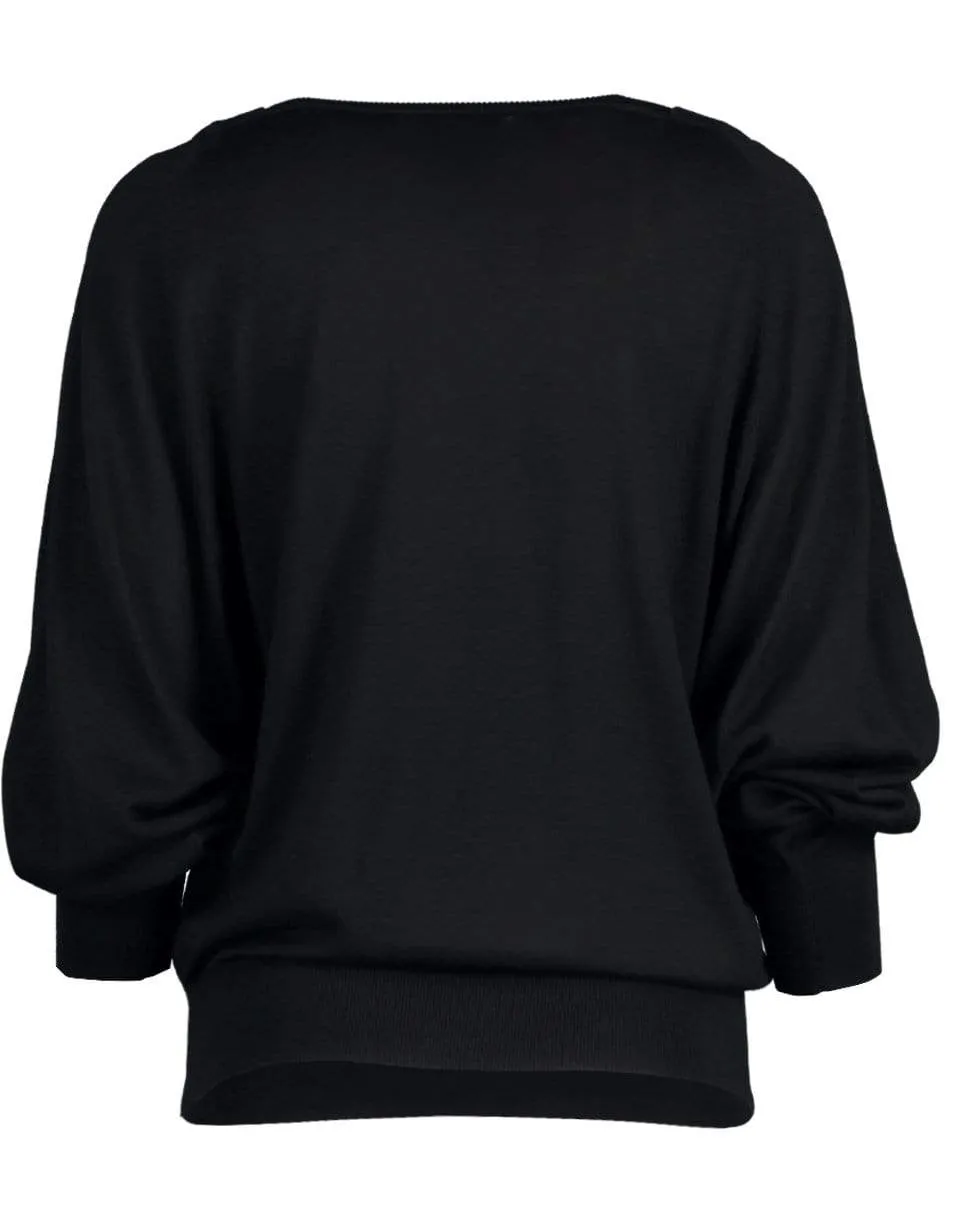 Black Lace Trim Sweater
