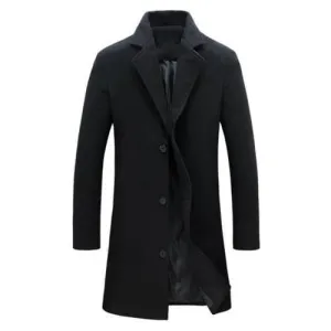 BRADFORD Design Collection Men's Fashion Black Coat Jacket Premium Quality Long Black Wool Coat Jacket