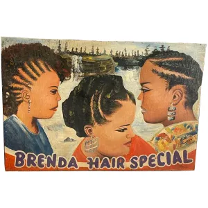 Brenda Hair Special Hand-Painted African Barber Shop Sign #621