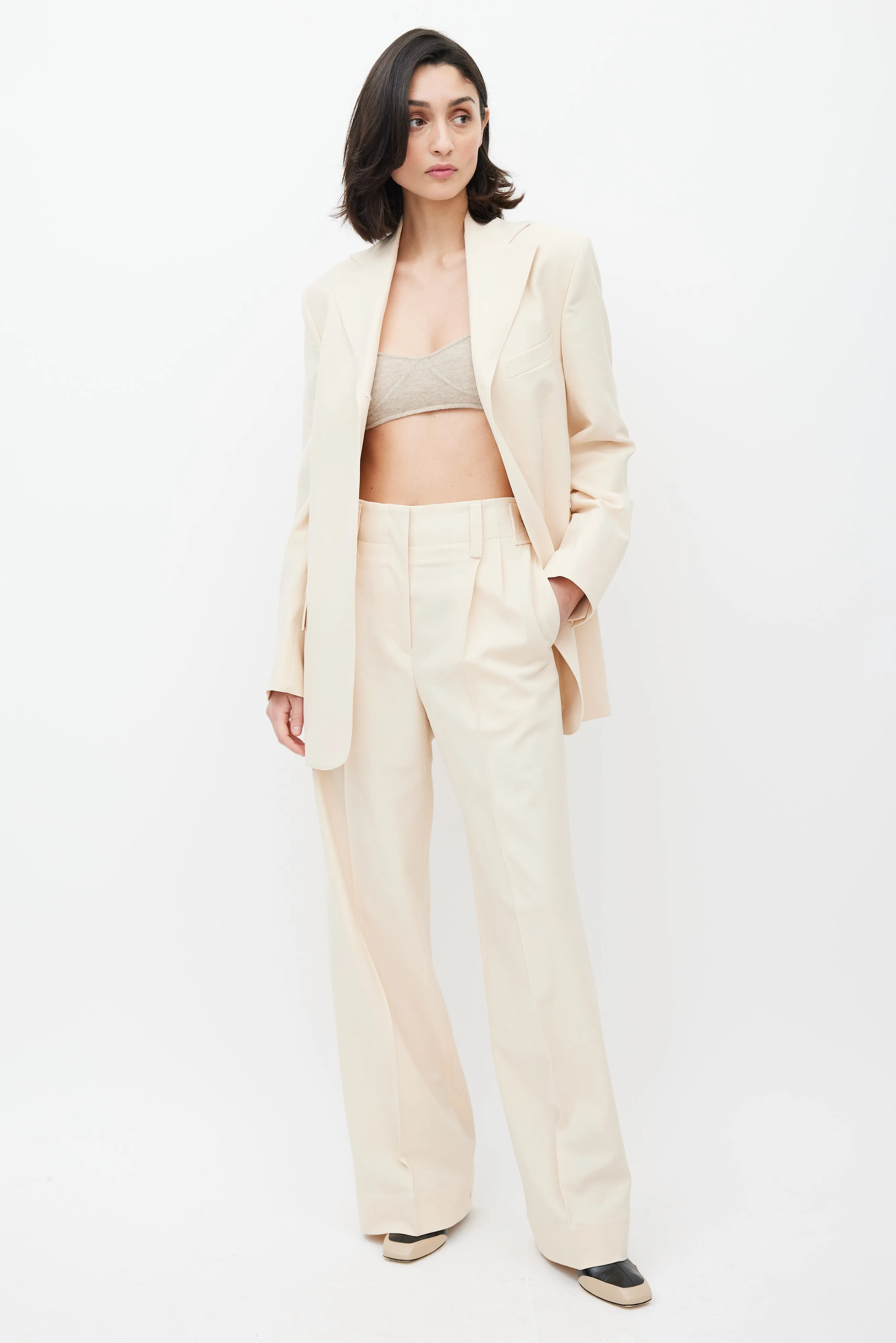 Cream Ulla Wide Leg Trouser