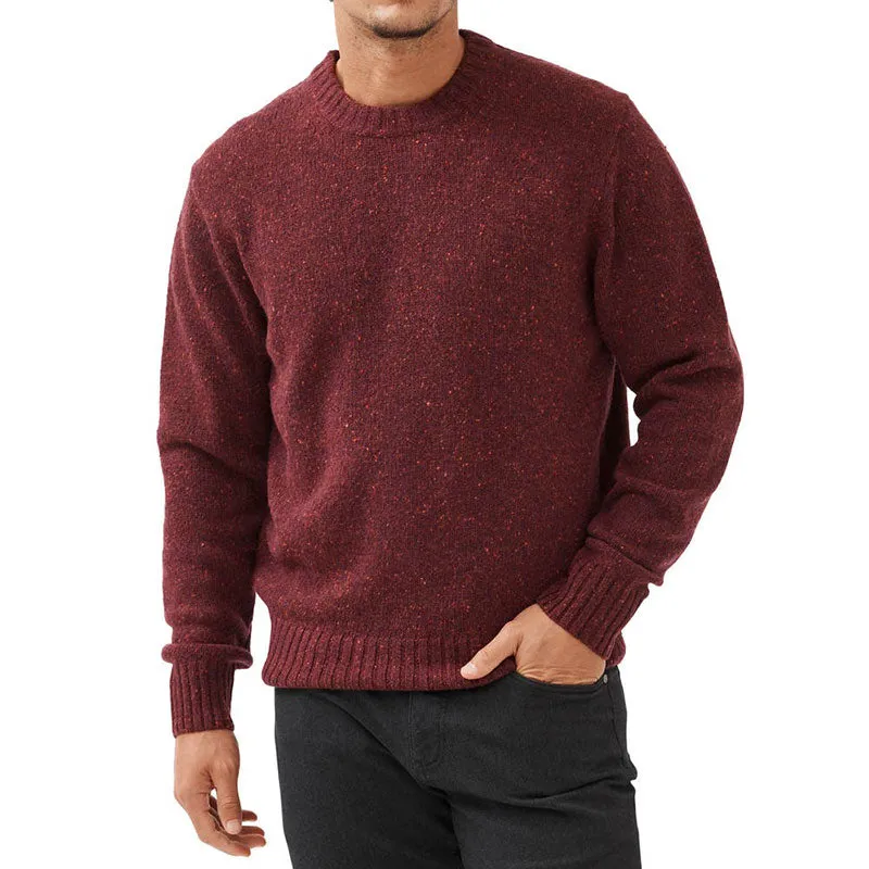 Custom Wholesale Wool Blend Men Knit Sweater - Solid Pullover with Ribbed Cuffs and Hem OEM/ODM Manufacturer