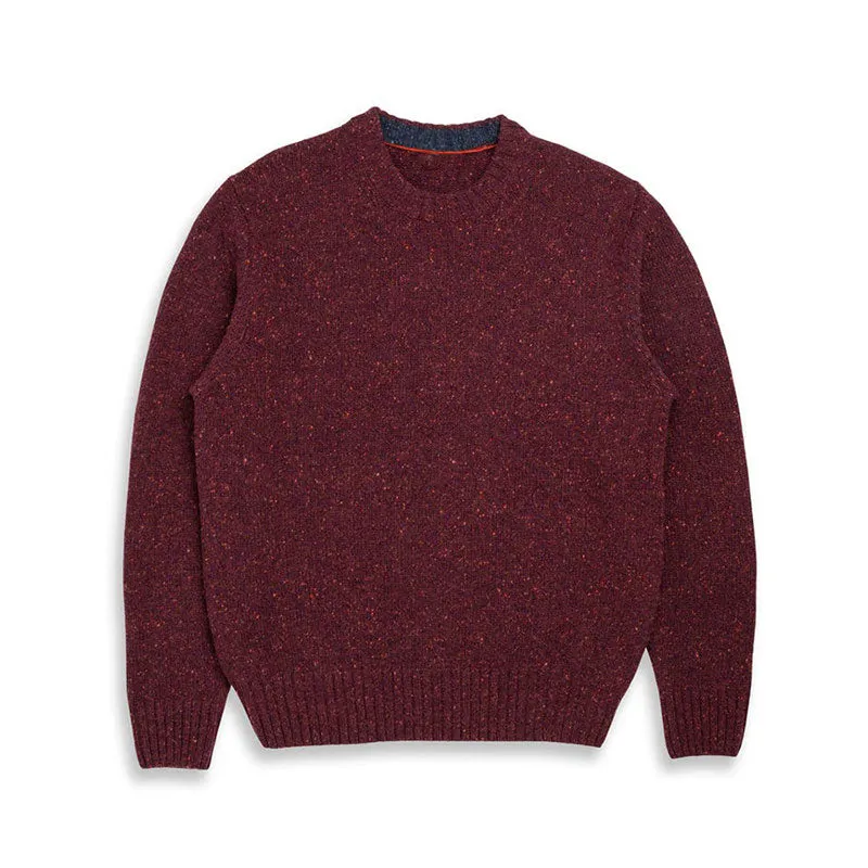 Custom Wholesale Wool Blend Men Knit Sweater - Solid Pullover with Ribbed Cuffs and Hem OEM/ODM Manufacturer