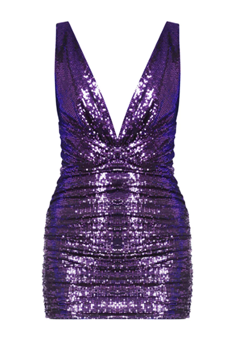 Deep V-neck Mini Dress