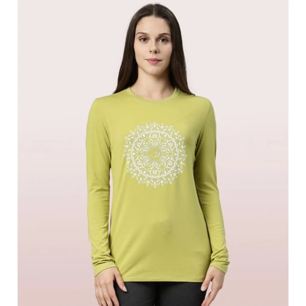 Enamor-E157 LONG SLEEVE BASIC CREW TEE â€“ GRAPHIC PRINT | CREW NECK BASIC STRETCH COTTON TEE