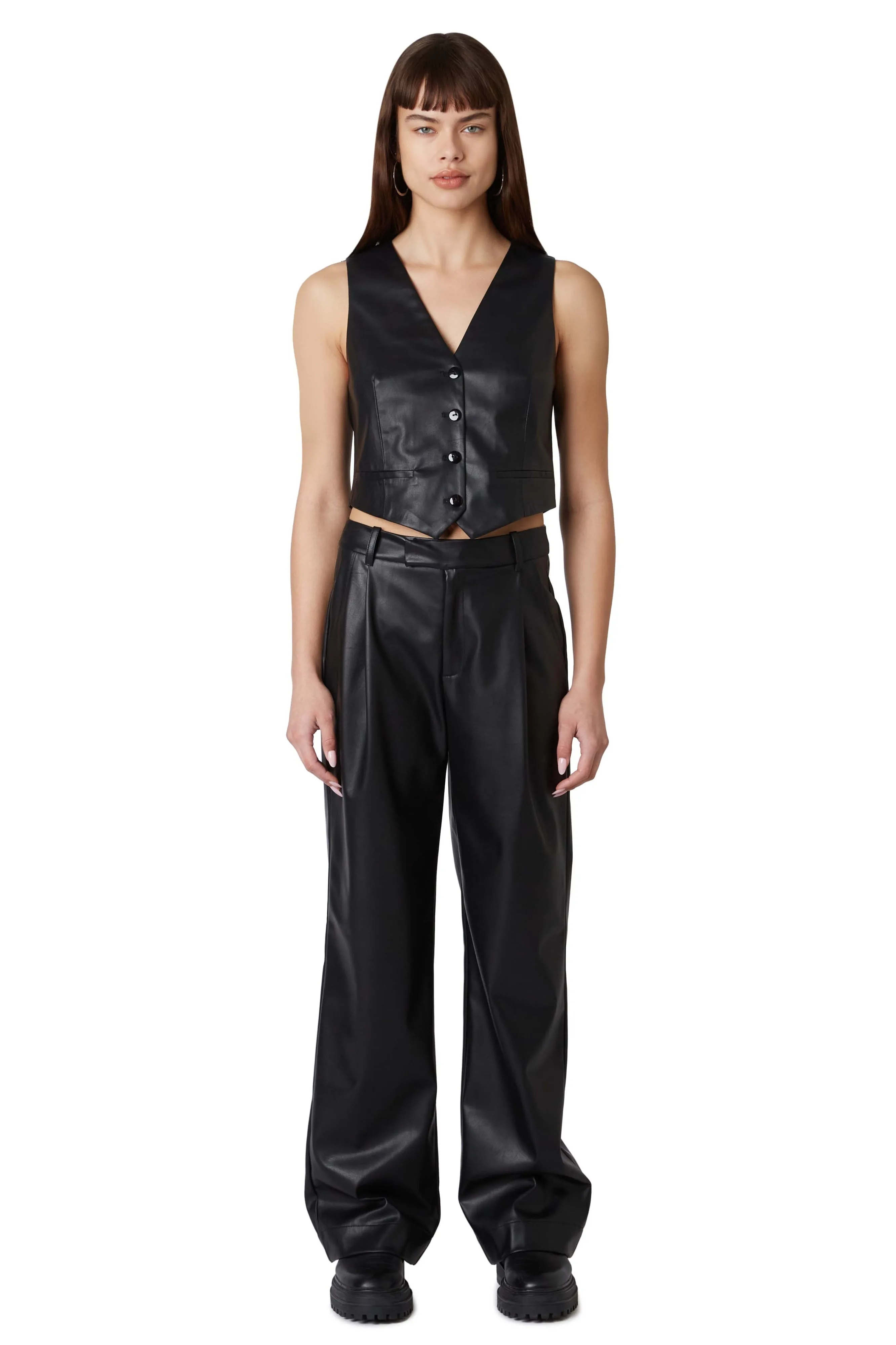 Everyday Trousers | Black Faux Leather