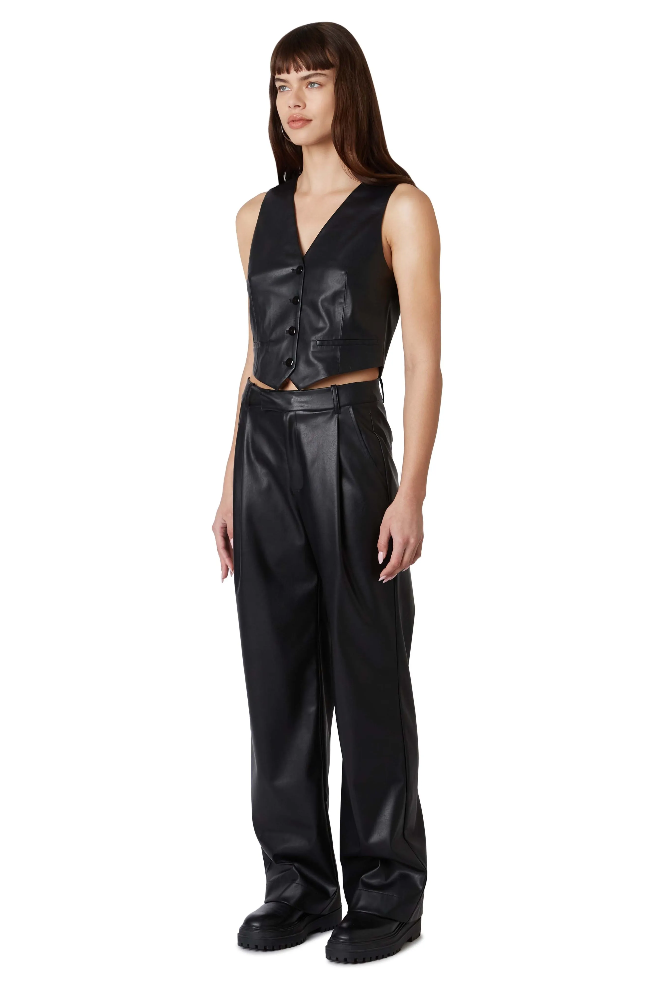 Everyday Trousers | Black Faux Leather