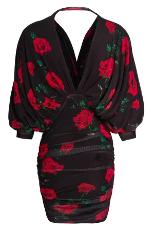 Floral Charm Ruched Bodycon Mini Dress