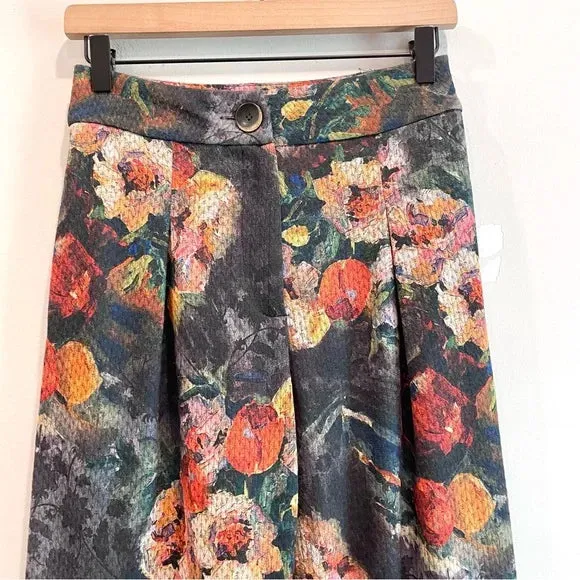 Floral Wide Leg High Rise Pants