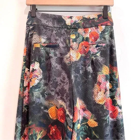 Floral Wide Leg High Rise Pants