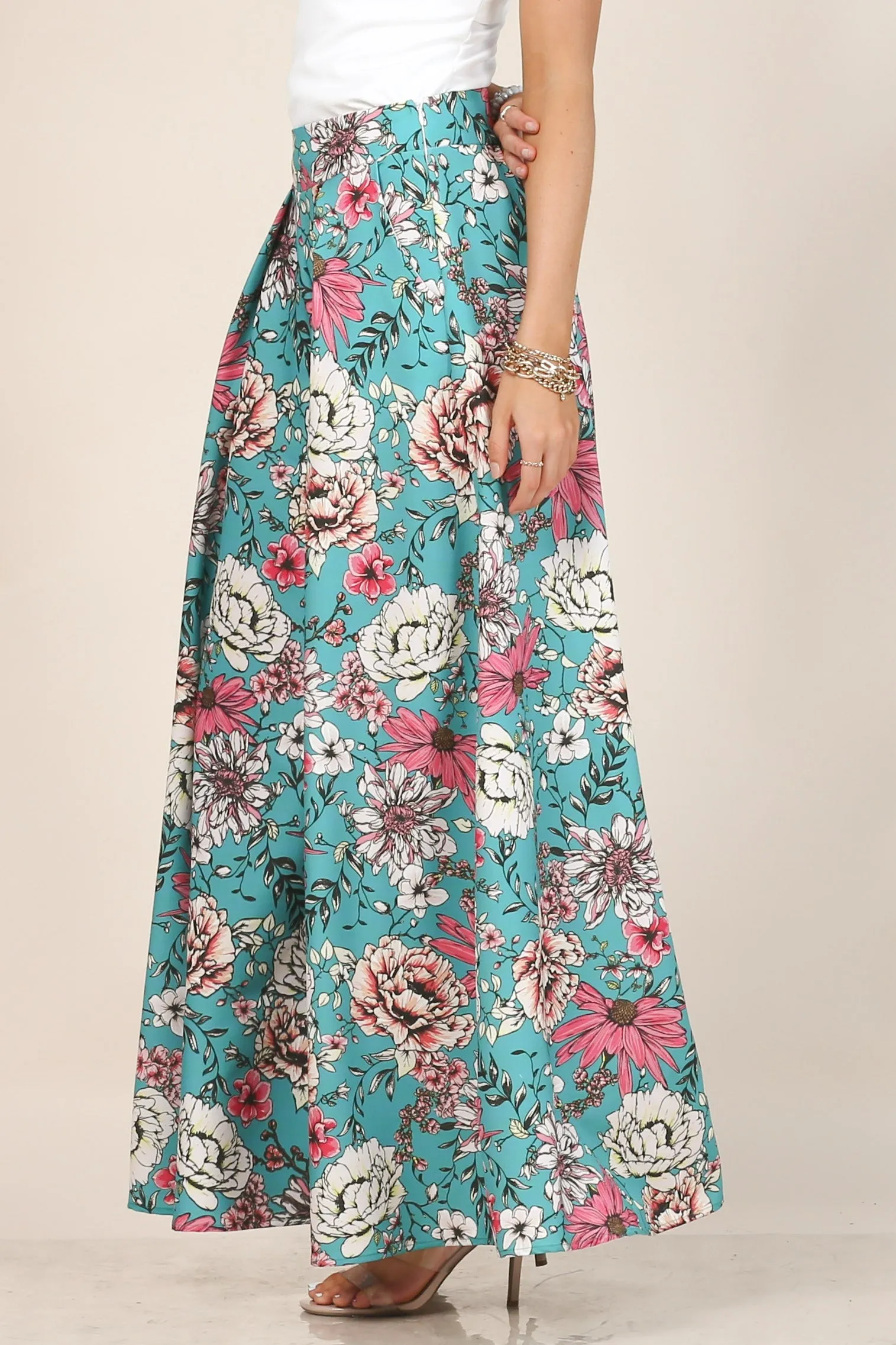 Fresh Bouquet Flower Print Wide Leg Palazzo Pants