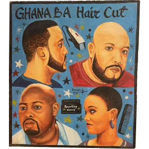 Ghana BA Hair Cut Hand-Painted African Barber Shop Sign #646