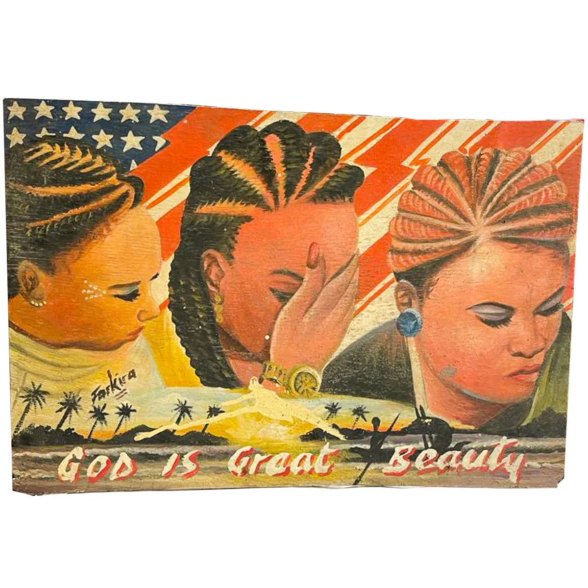 God is Great Beauty Hand-Painted African Barber Shop Sign #625
