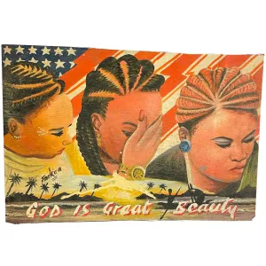 God is Great Beauty Hand-Painted African Barber Shop Sign #625
