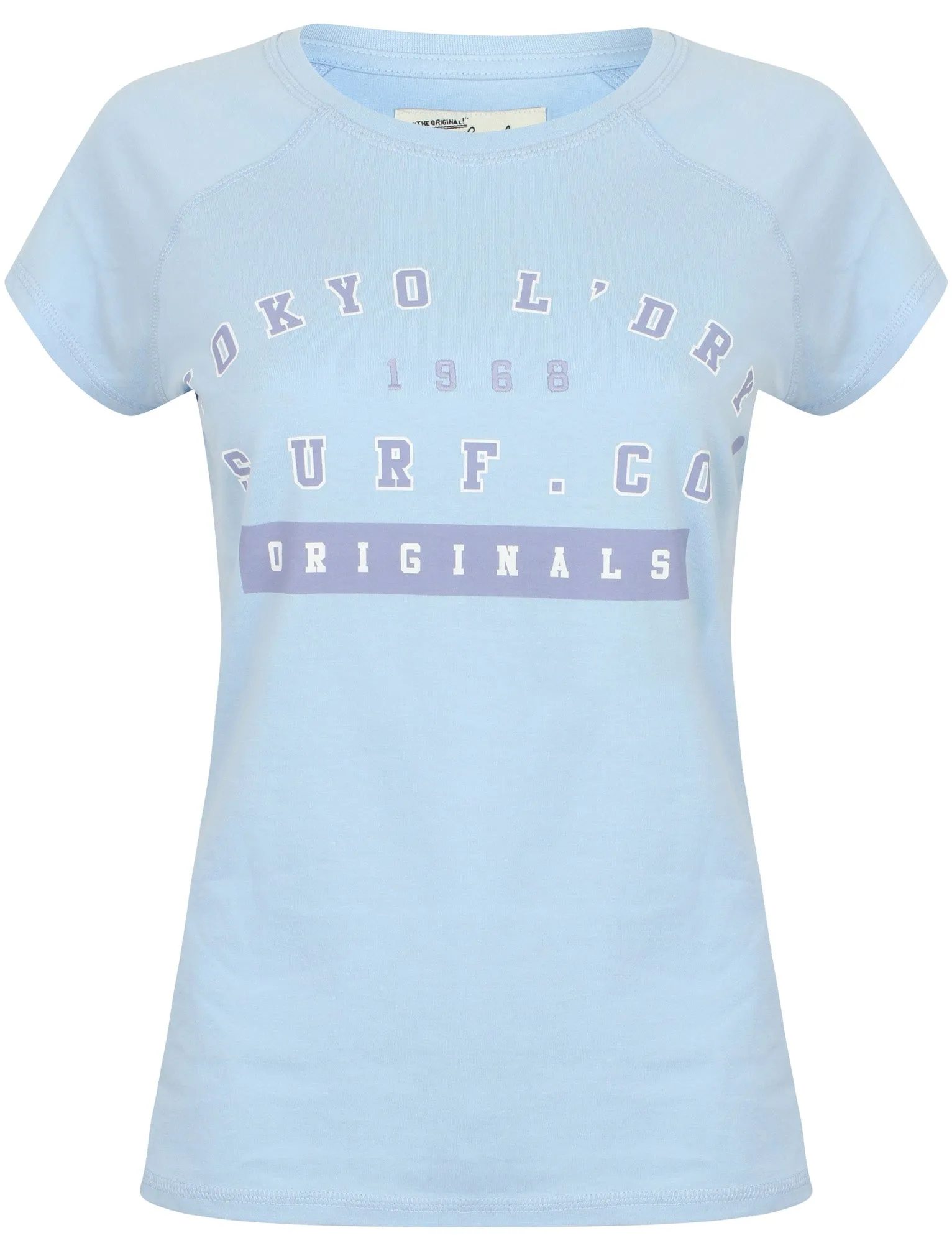 Isabella Raglan Sleeve Cotton Crew Neck T-Shirt In Chambray Blue - Tokyo Laundry