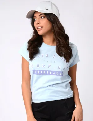 Isabella Raglan Sleeve Cotton Crew Neck T-Shirt In Chambray Blue - Tokyo Laundry