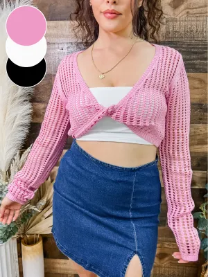Kelsea Crochet Knit Cropped Cardigan