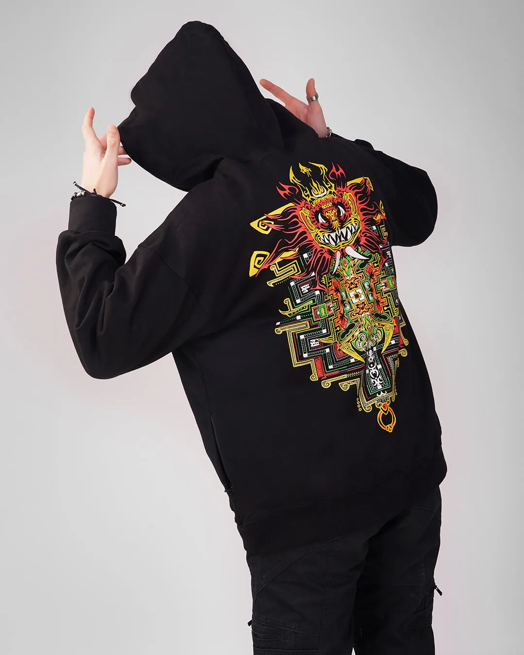 Kinich Ahau | Oversized Hoodie | UV Light Reactive & Glow In Dark