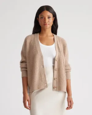 Lightweight Mongolian Cashmere Fisherman Boxy Cropped Cardigan Sweater