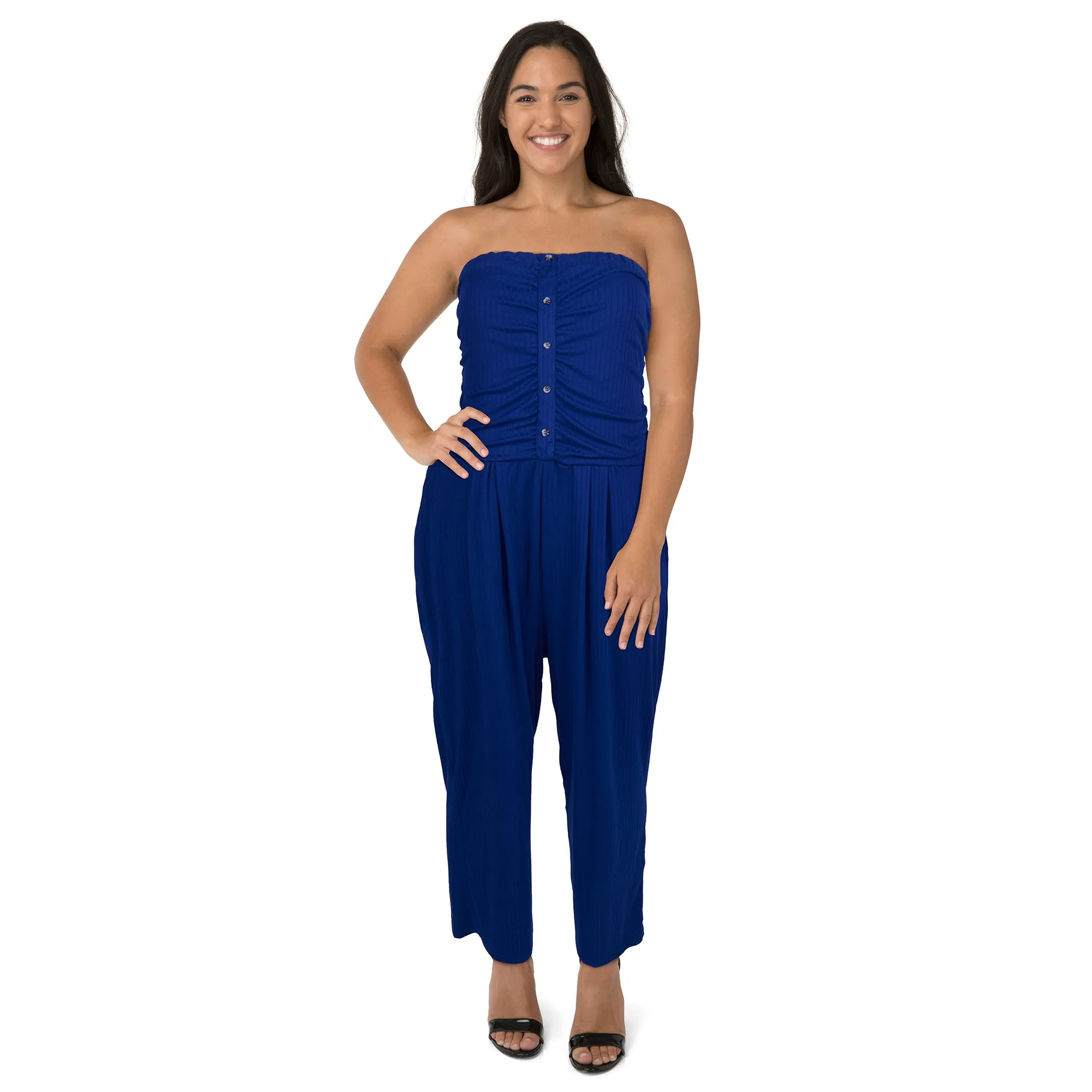 lily morgan Women's Plus Exotic Solid Knit Jumpsuit