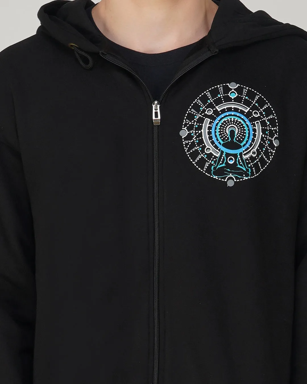 Lunar Meditation | Oversized Zip-Up Hoodie | UV Light Reactive & Glow In Dark
