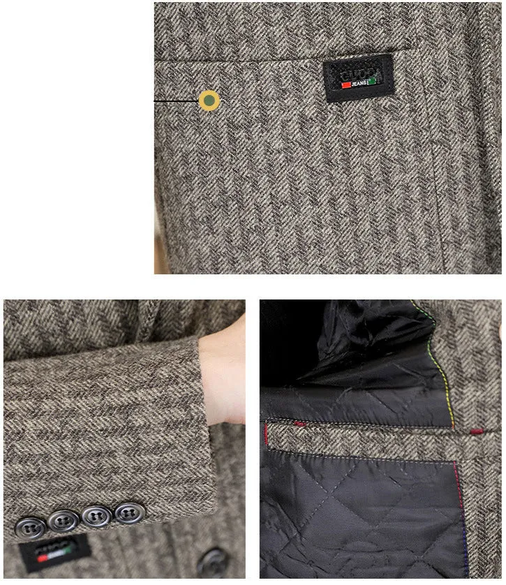 Men's High Quality Woolen Long Trench Coat