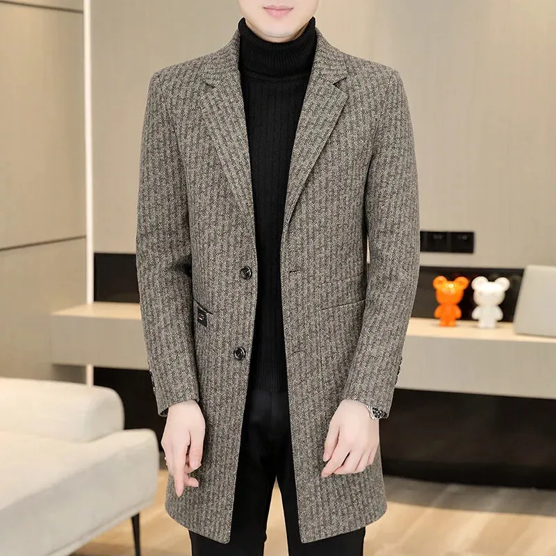 Men's High Quality Woolen Long Trench Coat