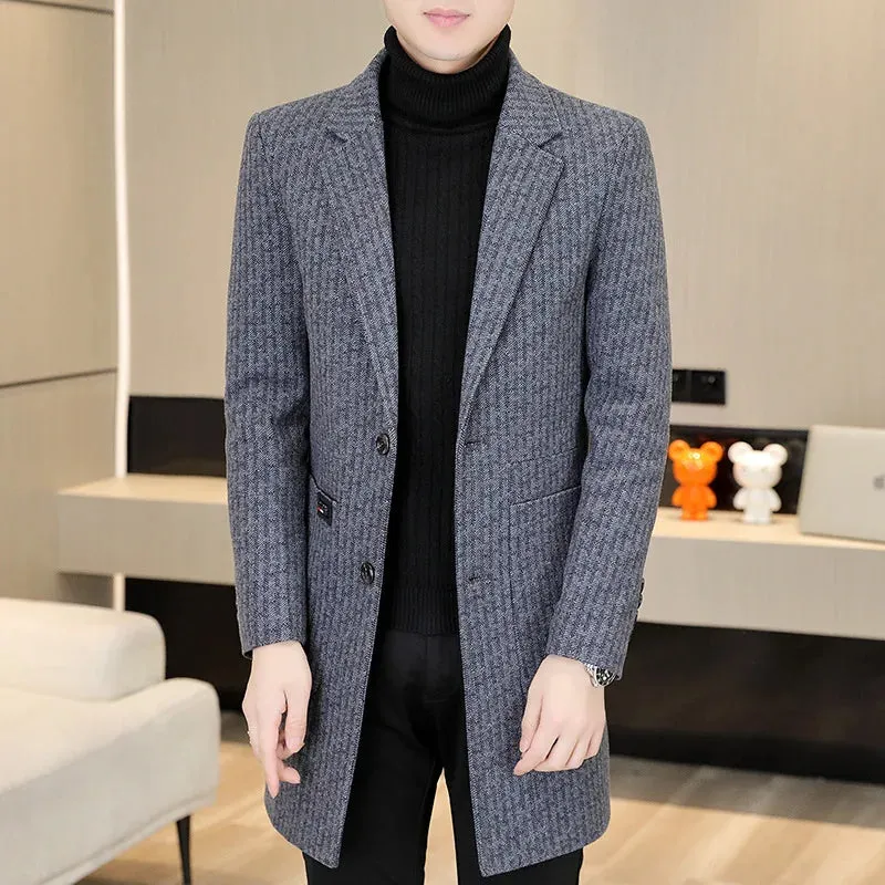 Men's High Quality Woolen Long Trench Coat