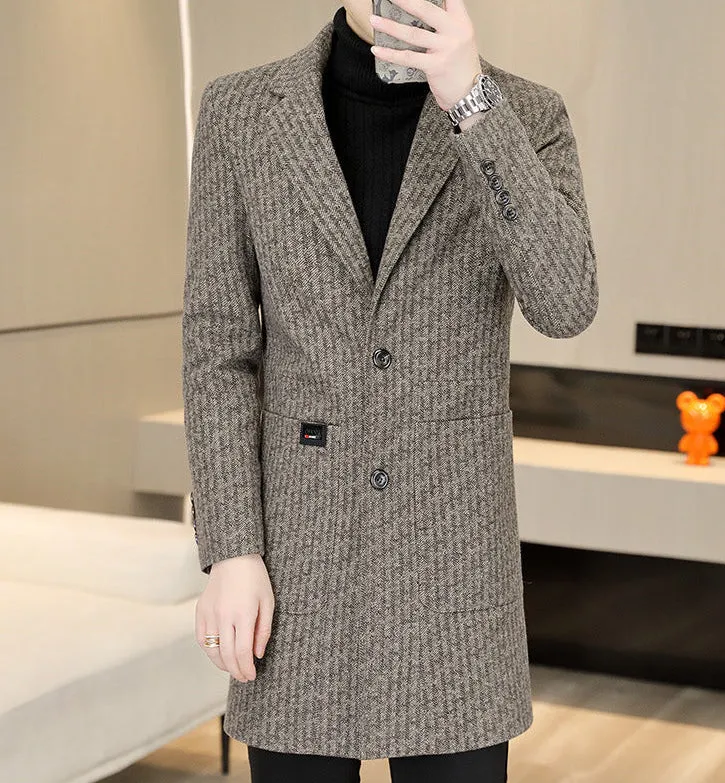 Men's High Quality Woolen Long Trench Coat