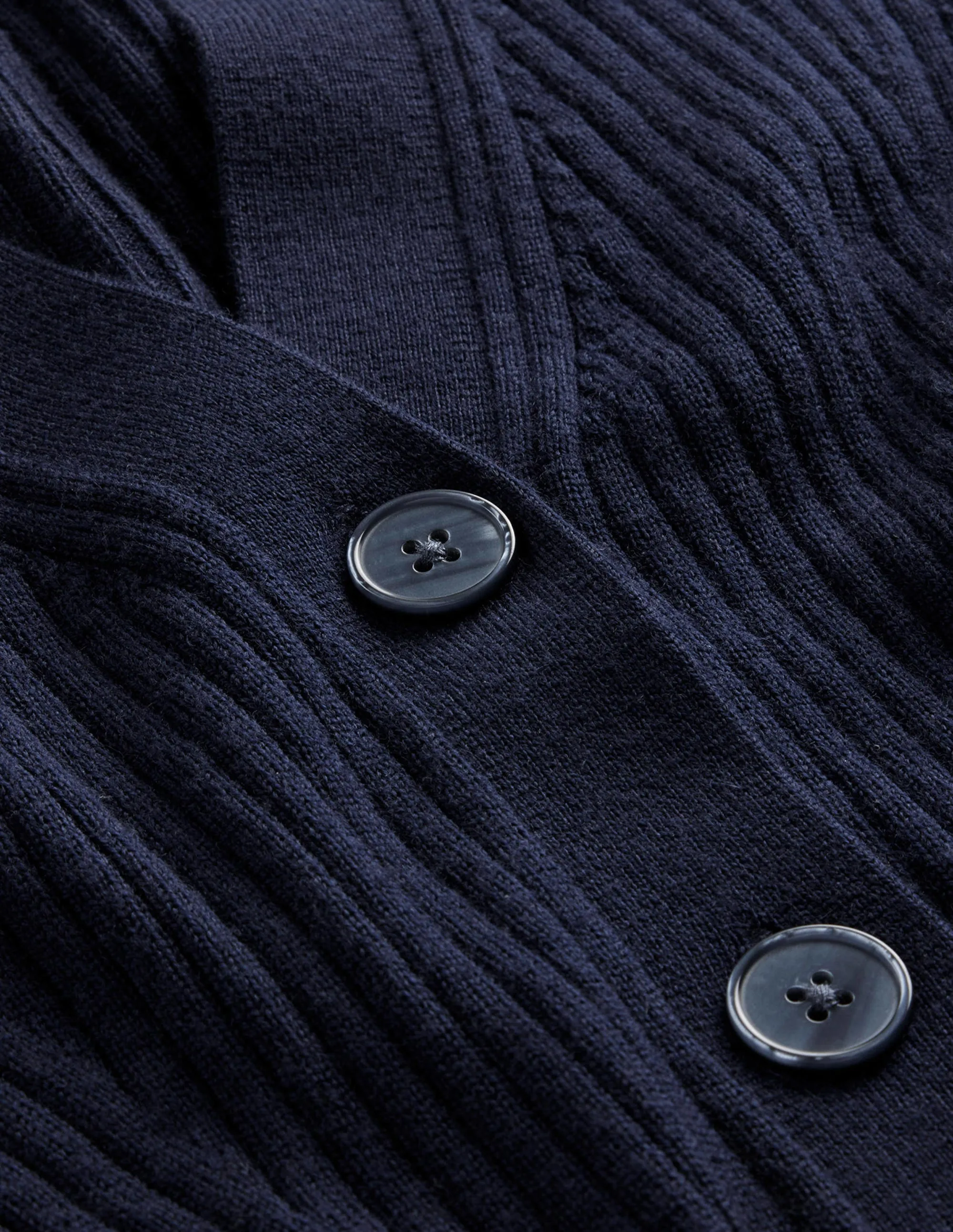 Merino Cropped RIb Cardigan-Navy