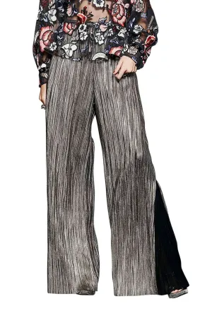 Metallic Wide Leg Secret Pleats Pant