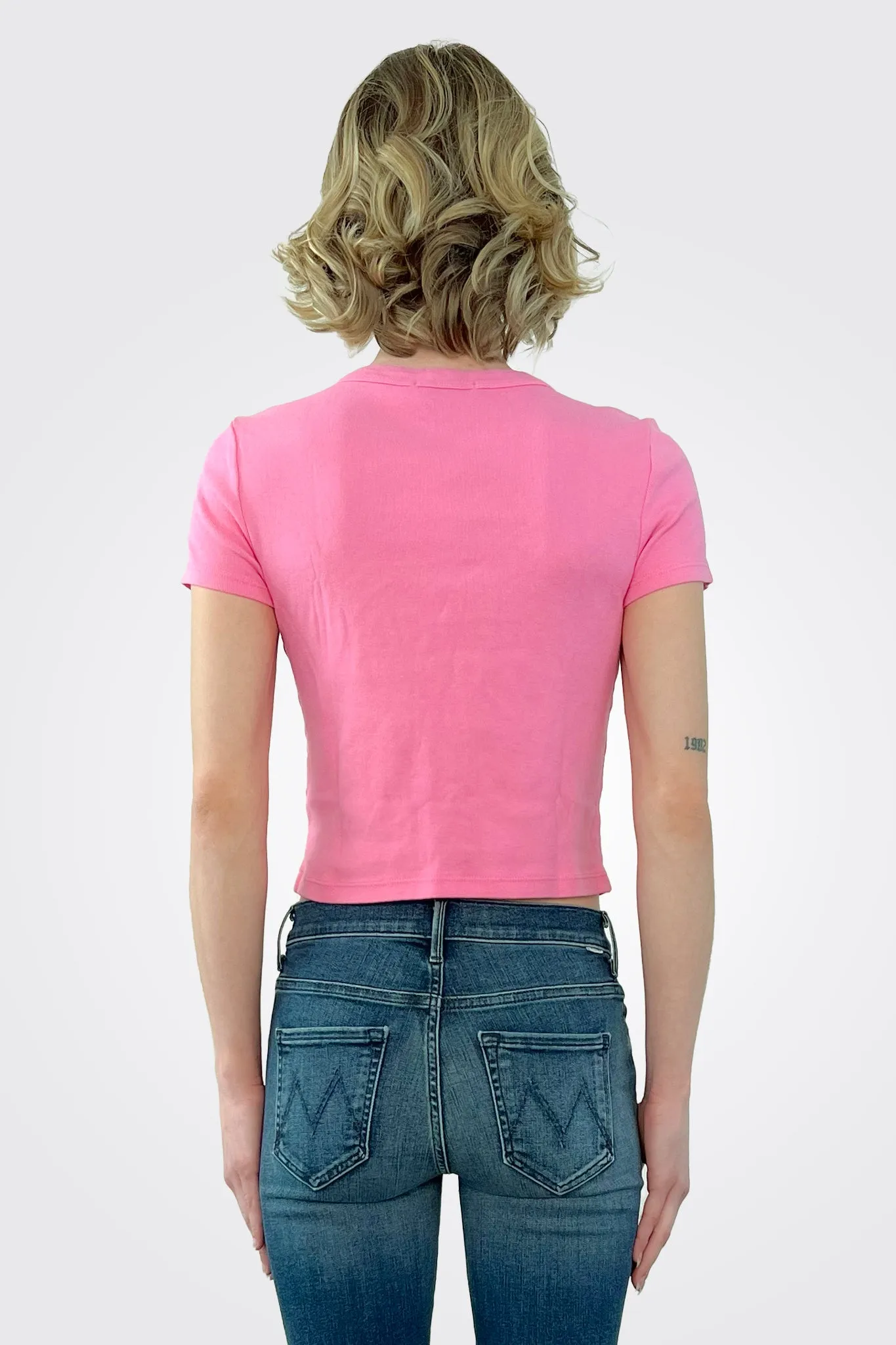 Mimi Cropped Tee - Flamingo