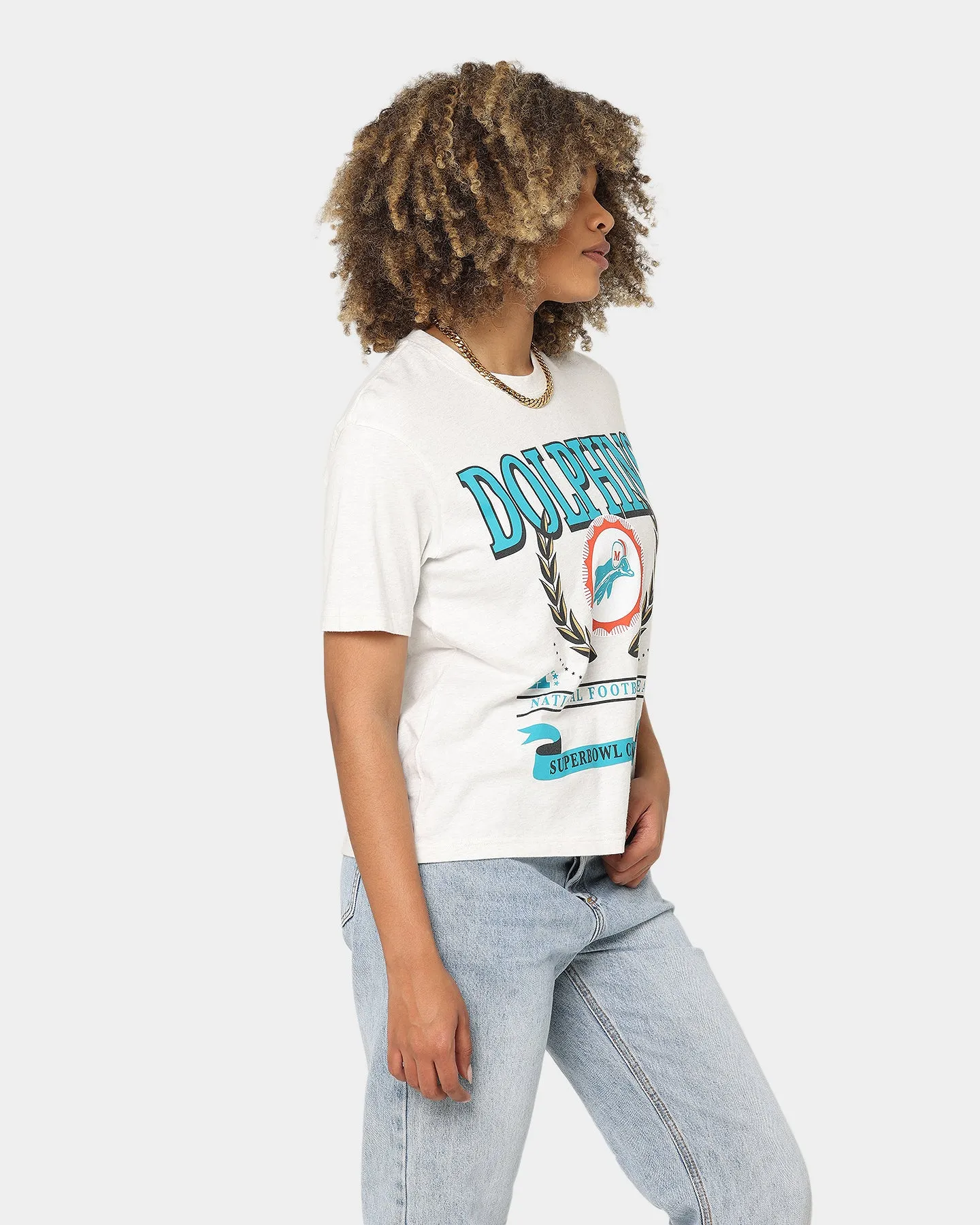 Mitchell & Ness Miami Dolphins National Boxy T-Shirt White Marle