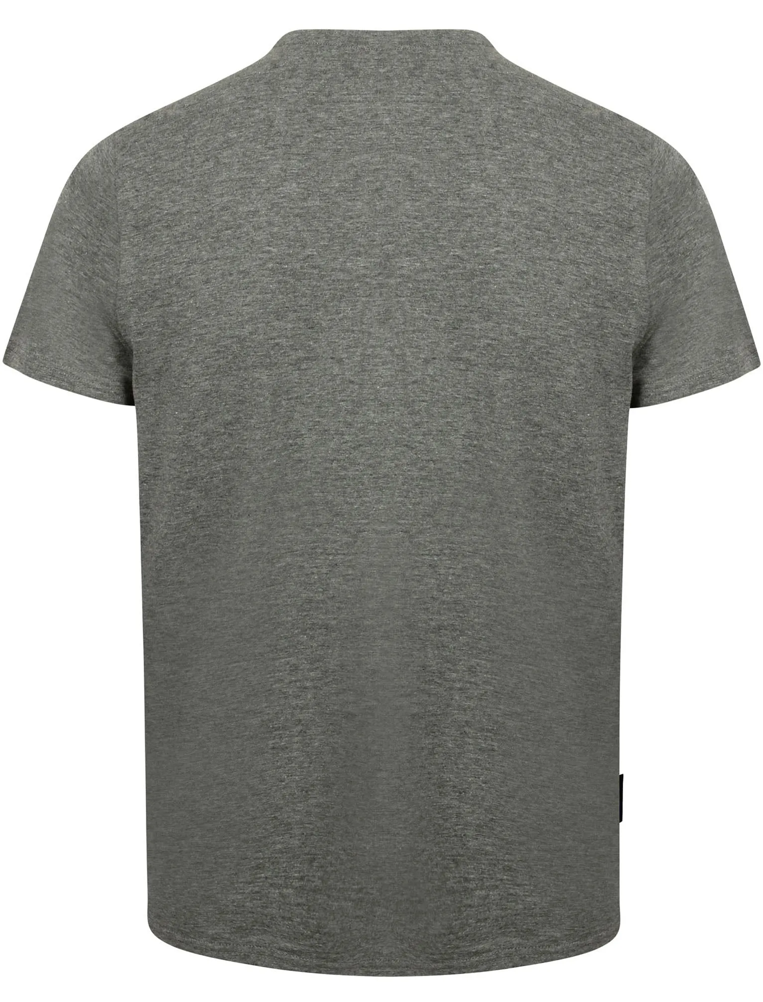 Motordrome Crew Neck T-Shirt with Motif in Mid Grey Marl - South Shore