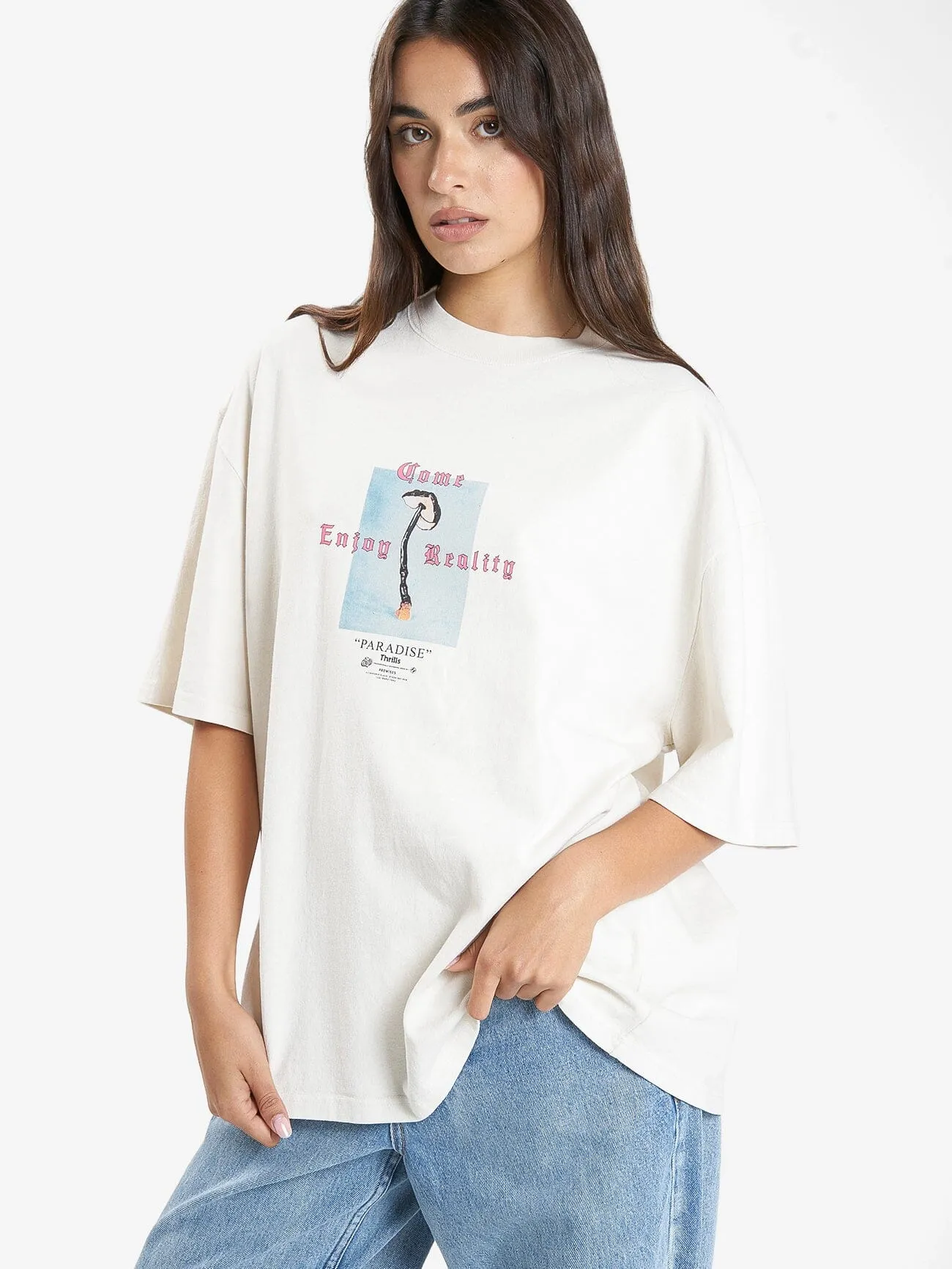 Reality Check Oversized Tee - Heritage White