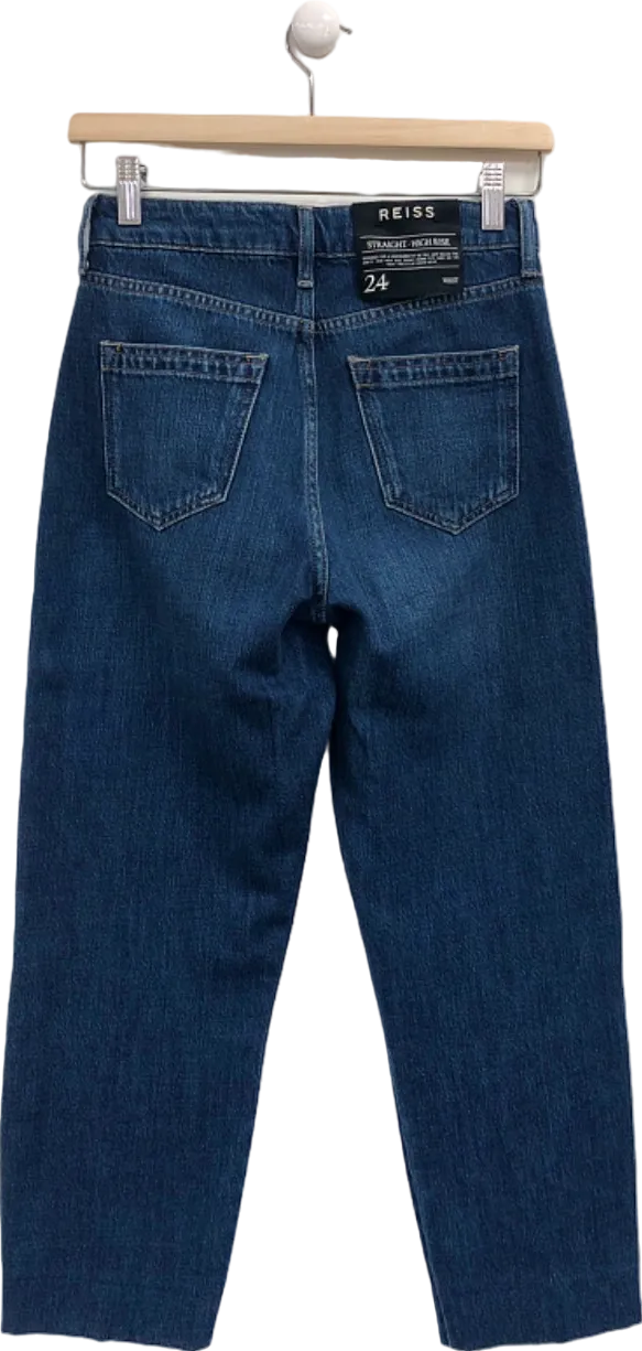 Reiss Blue Straight High Rise Jeans UK 6