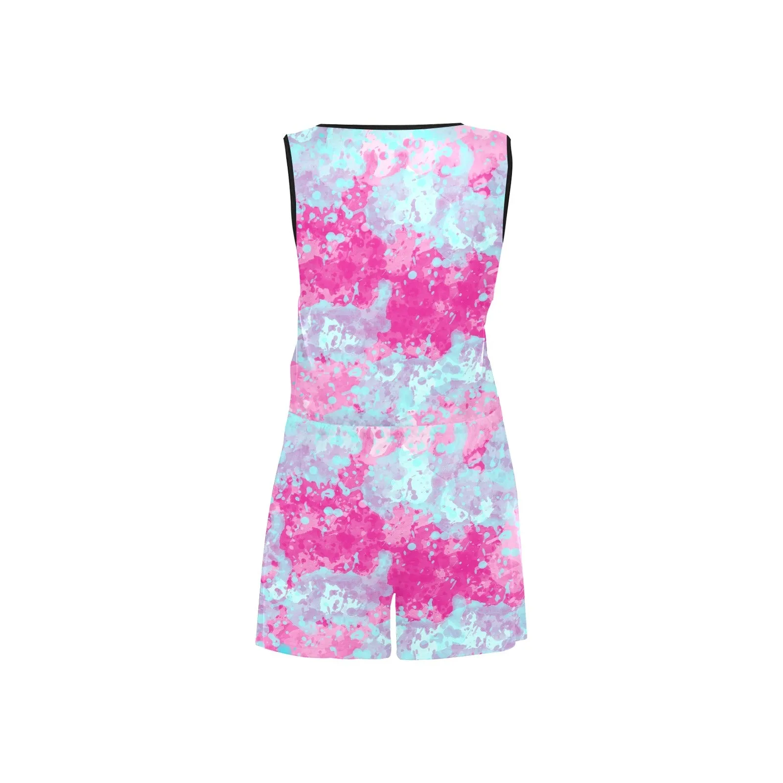 Sixty Eight 93 Logo White Blue Raspberry Women's Sleeveless Short Jumpsuit