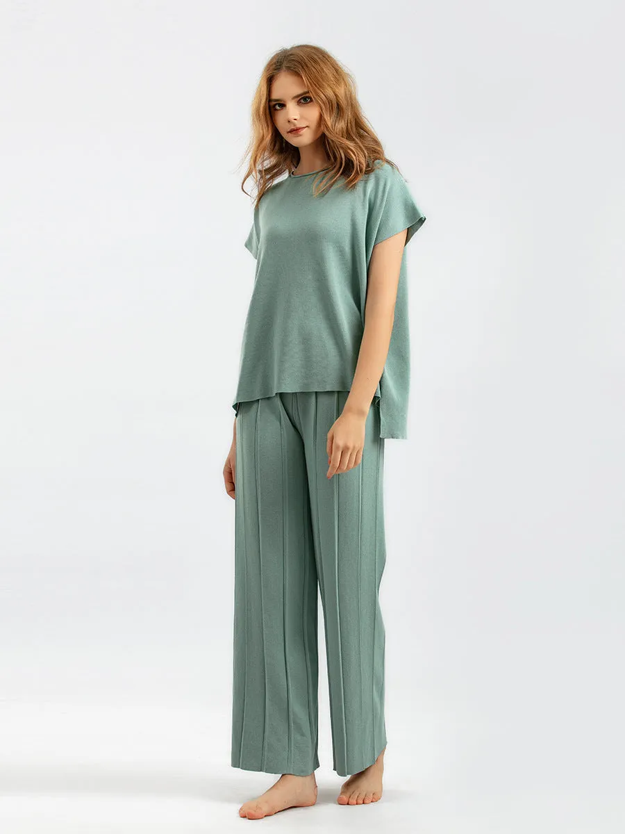 Sleeveless Wide Leg Pants Pajama Set