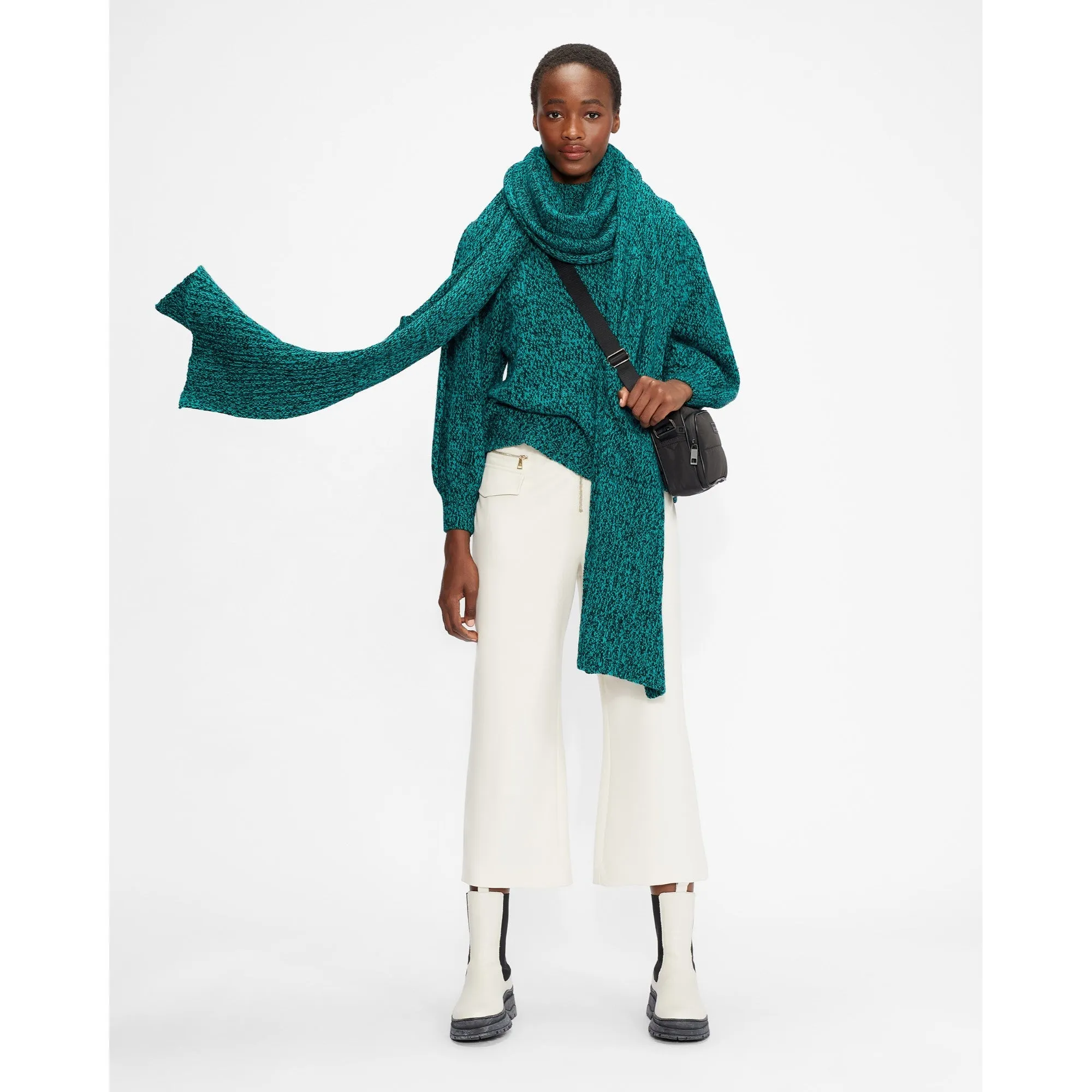 Women Wmk-Elvinaa-Pleat Sleeve Cropped Sweater - Brt-Green